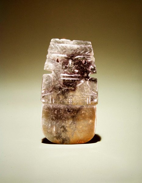 Guacimo, Linea Vieja bölgesinden kafa bantlı balta tanrısı (yarı saydam alacalı yeşim) by Pre Columbian Pre Columbian