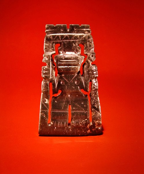 Guacimo, Linea Vieja bölgesinden çerçeveli heykelcik kolye (yarı saydam mavi-yeşil yeşim) by Pre Columbian Pre Columbian