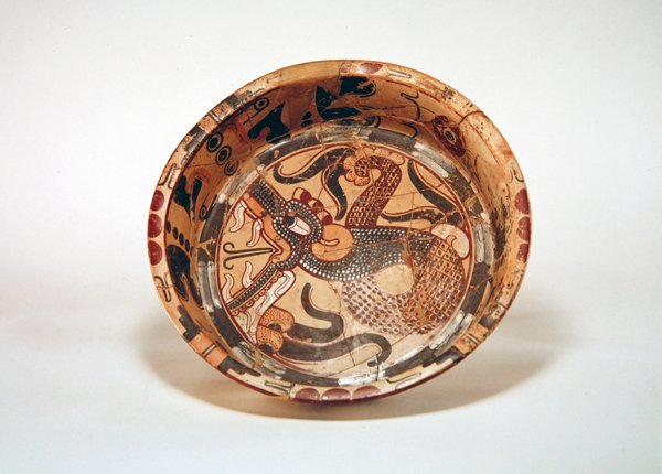 Ejderhalı büyük düz kase, Los Tuxtlas, Vera Cruz (seramik) by Pre Columbian Pre Columbian