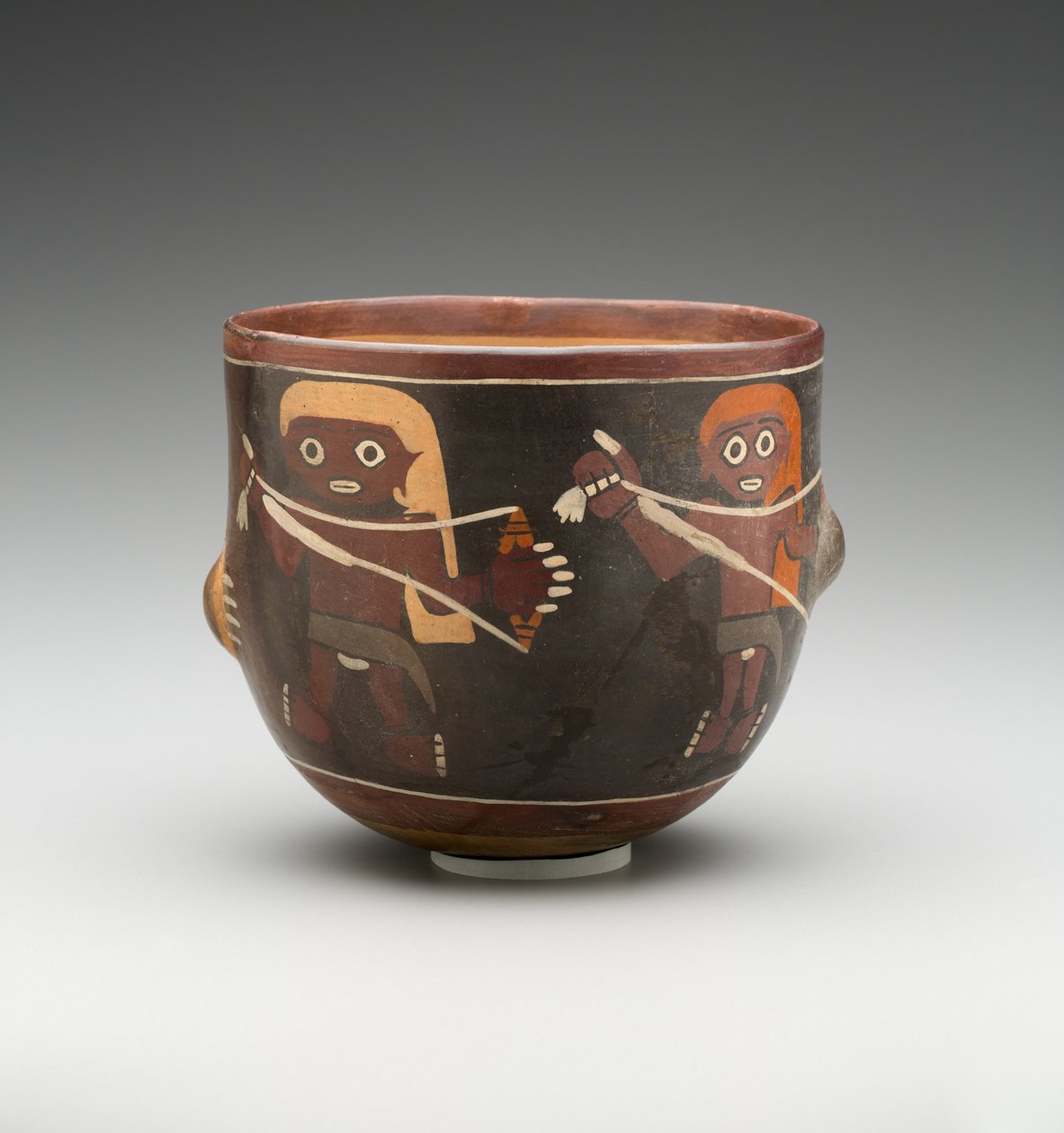 Men Spinning ile süslenmiş kase (boyalı pişmiş toprak) by Pre Columbian Pre Columbian