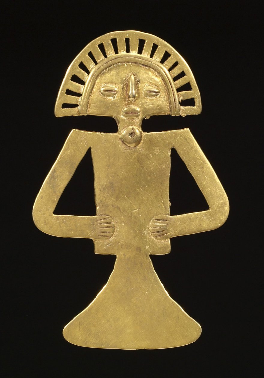 Figür Kolye, c.700-1000 (altın) by Pre Columbian Pre Columbian