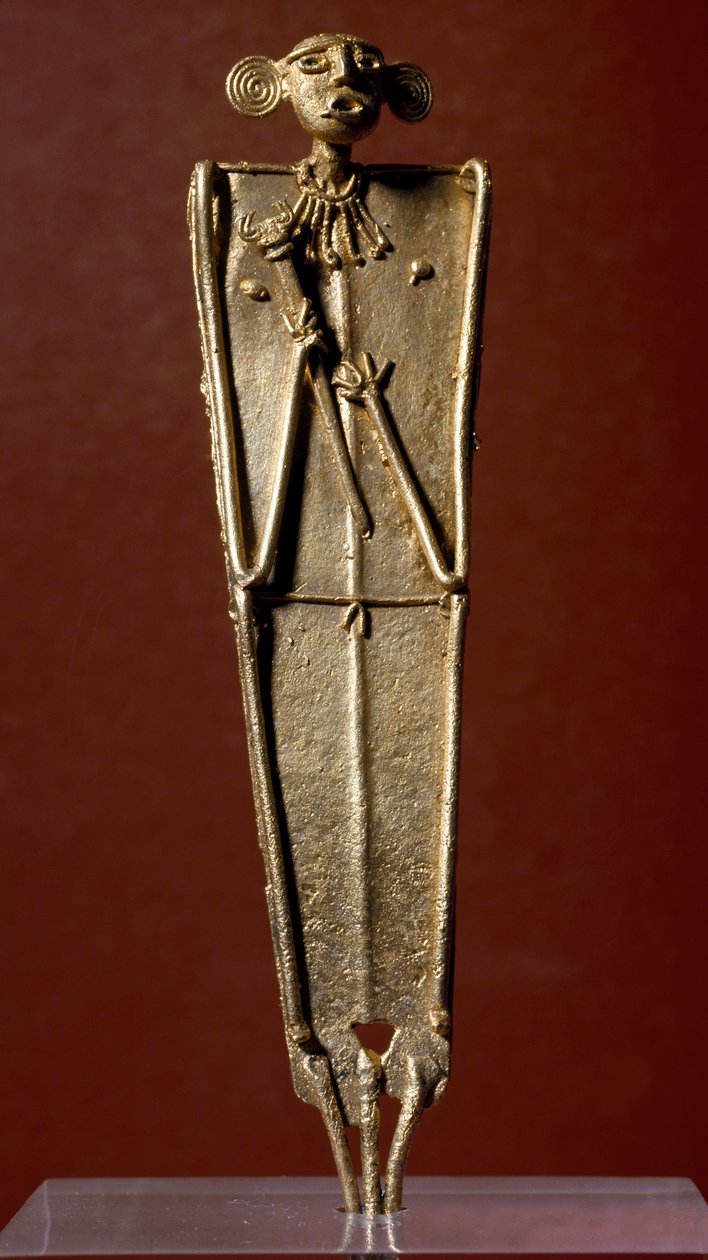 Kolomb öncesi sanat, Muisca uygarlığı: altın kadın heykelciği (Tunja). 15-17. yüzyıl. Bogota, Museo de Oro, Kolombiya by Pre Columbian