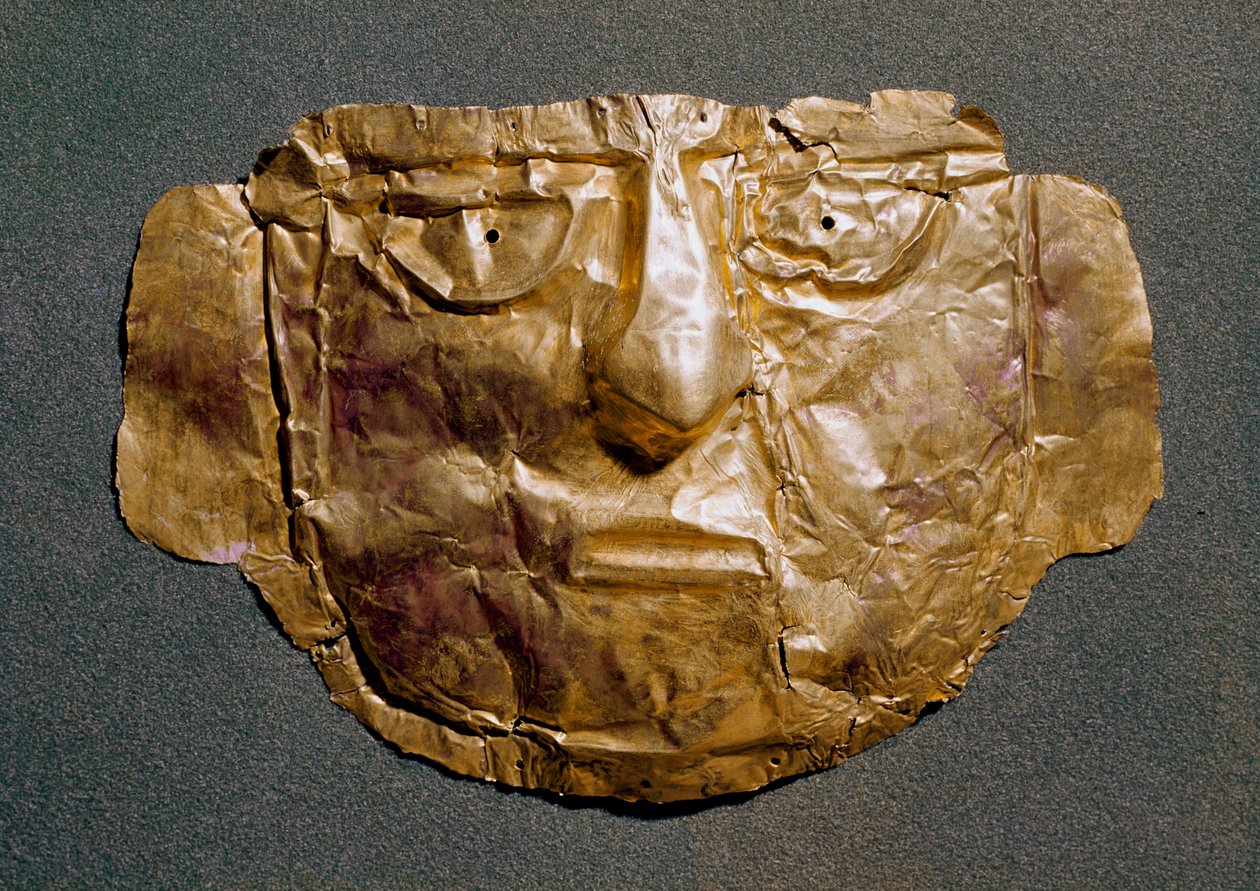 Kolomb öncesi uygarlığı (Peru): İspanyol fethinden önceki dönemden kalma altın maske. 15. yüzyıl Madrid, Museo de America by Pre Columbian