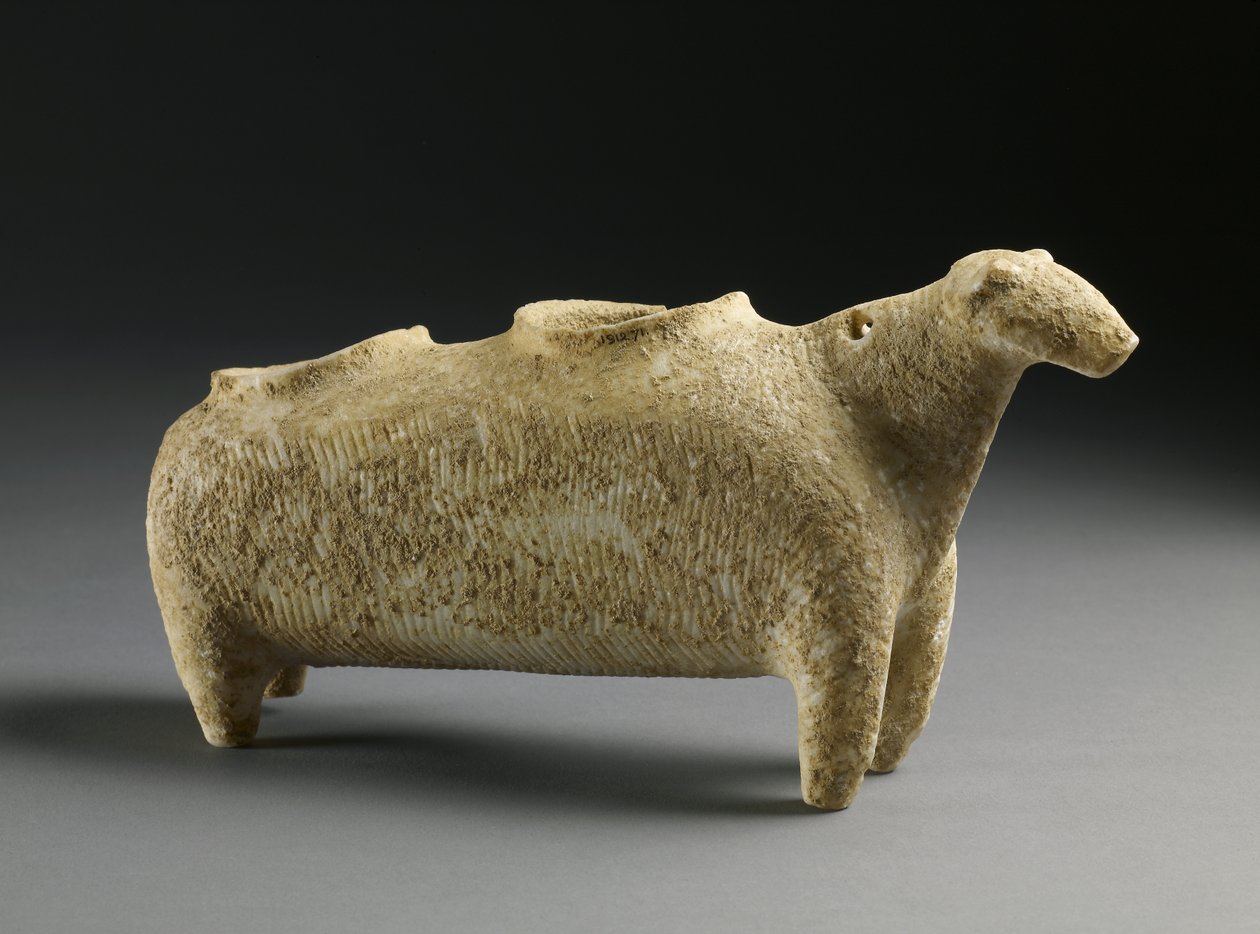Koyun şeklinde vazo, erken Kiklad, MÖ 2500 dolayları (toprak çömlek) by Prehistoric