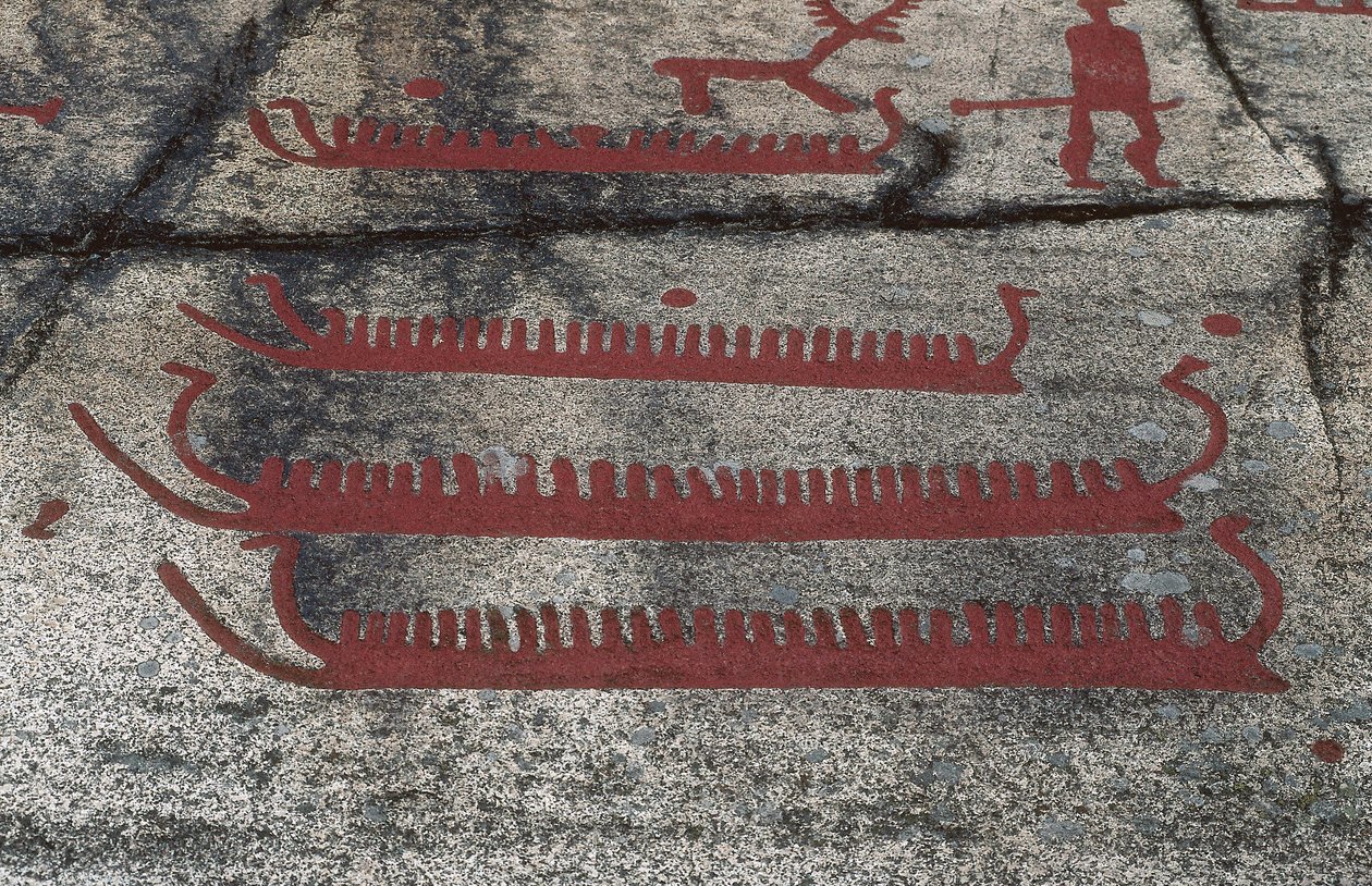 Tekneler, Fossum kayası, Tanum Petroglifi, İsveç by Prehistoric Prehistoric