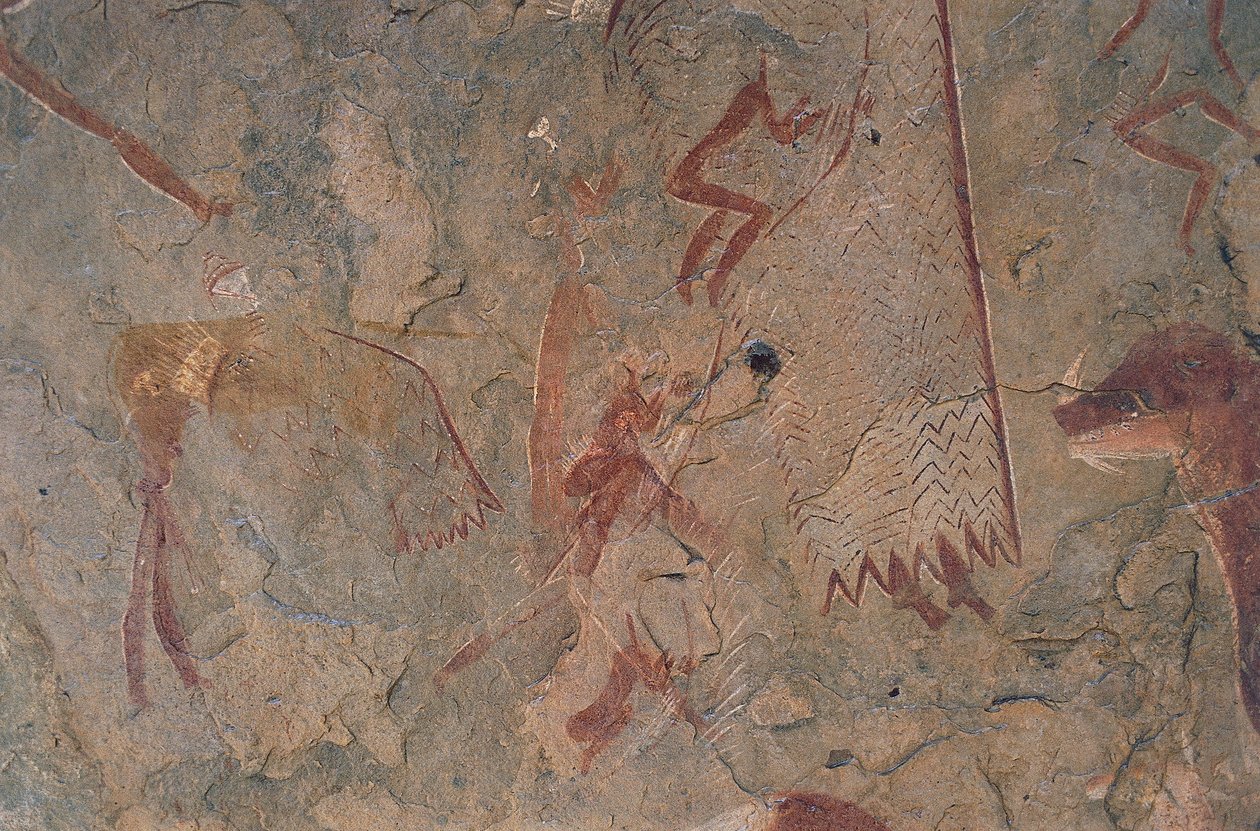 İnsan ve hayvan figürleri (mağara resmi) by Prehistoric Prehistoric