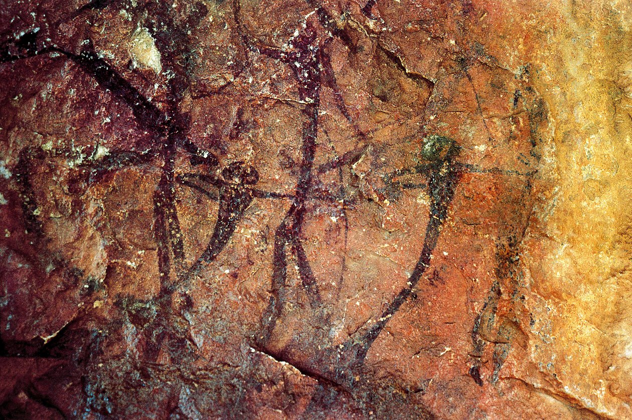 Yaylı insan figürleri, Cueva del Civil, Tirig, Barranc de la Valltorta, Valencia, İspanya (resim) by Prehistoric Prehistoric