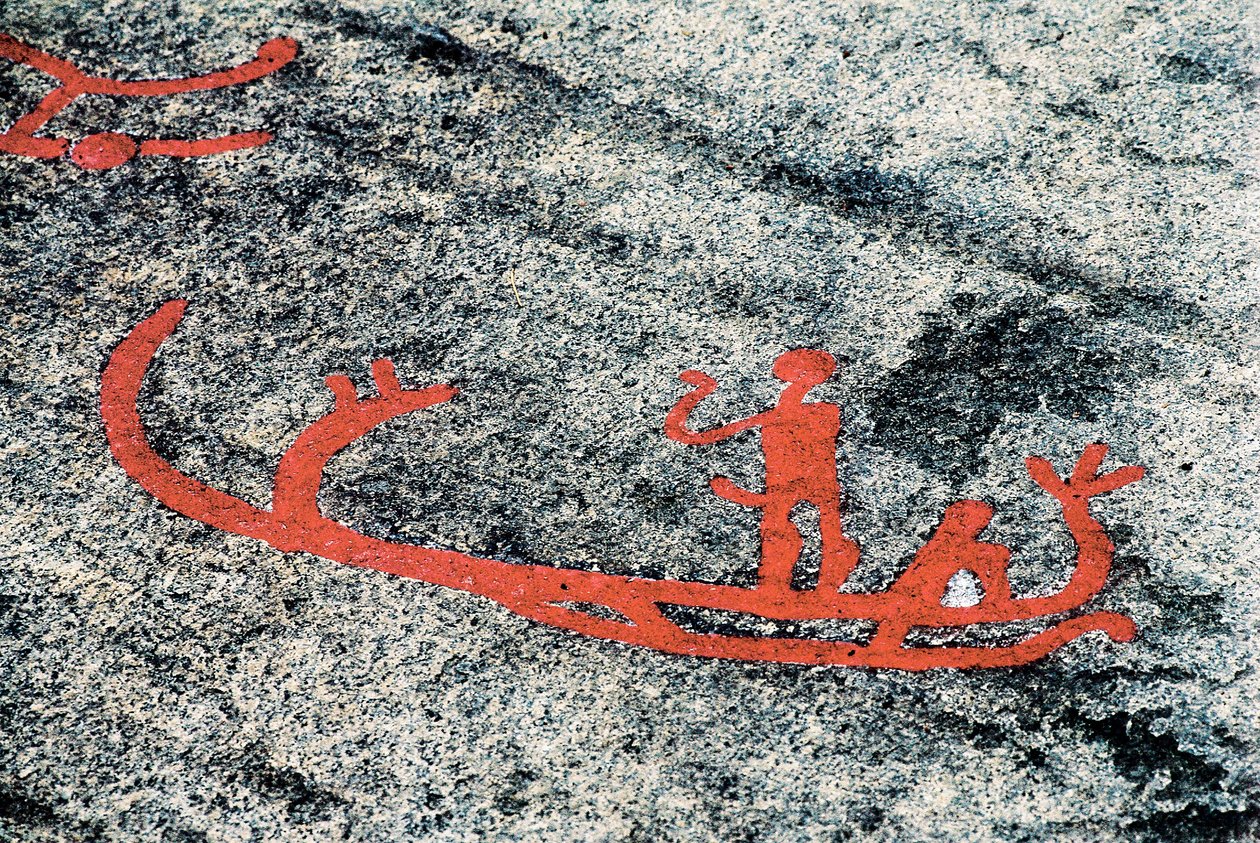 Bir teknede bir adamı temsil eden Tanoum