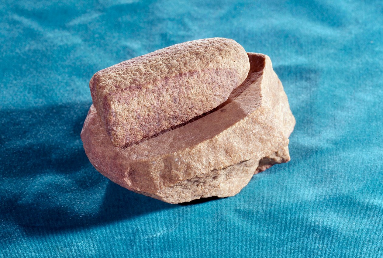 Prehistoire: tuz öğütme için öğütme taşı. Saint Germain en Laye, Ulusal Arkeoloji Müzesi by Prehistoric Prehistoric