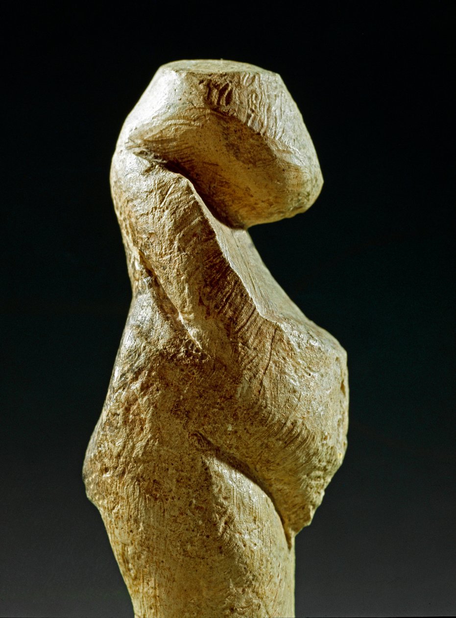Prehistorya: Kostenki (Voronezh Oblastı) bölgesinden Gravettian kadın heykeli. MÖ 30000-25000 Üst Paleolitik, Taş Devri. Saint Petersburg, Peter the Great Antropoloji ve Etnografya Müzesi, Rusya by Prehistoric Prehistoric