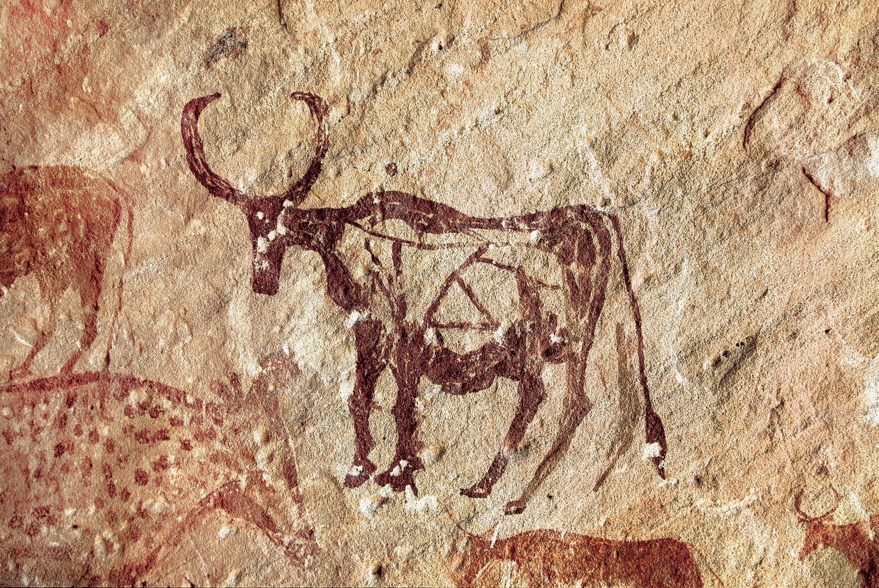 Kaya resmi: bir servisin temsili. Tadrart Acacus Libya Mağarası by Prehistoric Prehistoric