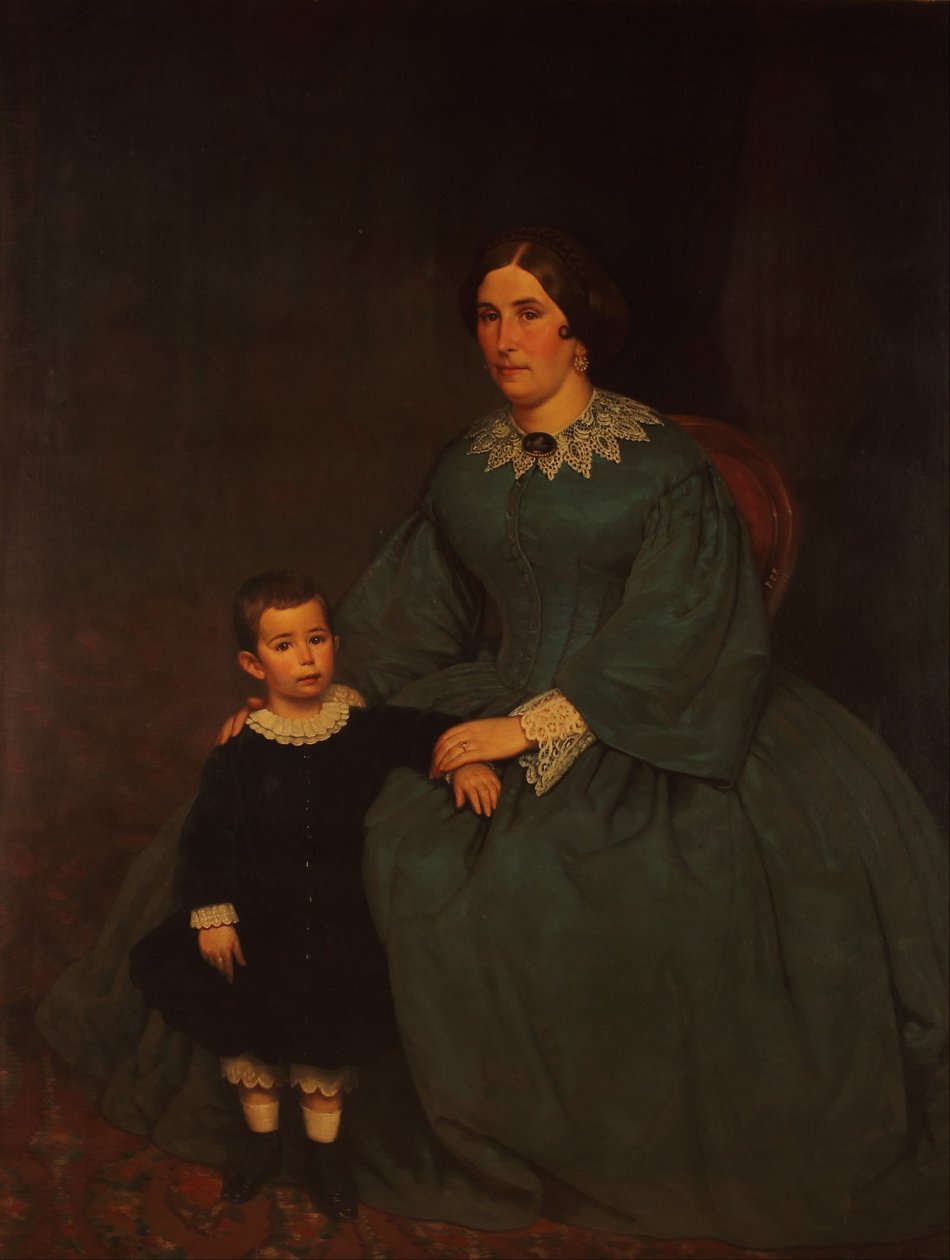 Cecilia R. de Peralta Ramos ve oğlunun portresi by Prilidiano Pueyrredon