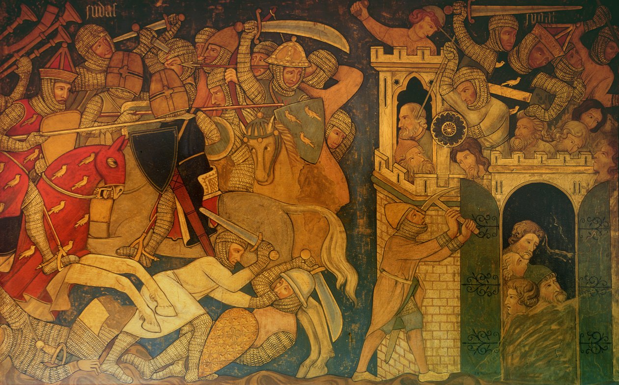 Judas Maccabaeus ve Timotheus arasındaki savaş ve Maspha'nın Düşüşü, orijinal olarak Westminster Sarayı'nın Boyalı Odası'nda bulunan bir duvarın yeniden inşası by Professor Ernest Tristram