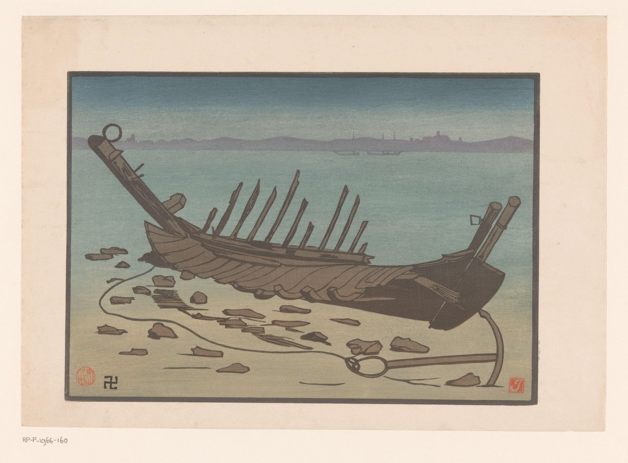 Cancale sahilinde bir kayık enkazı by Prosper Alphonse Isaac