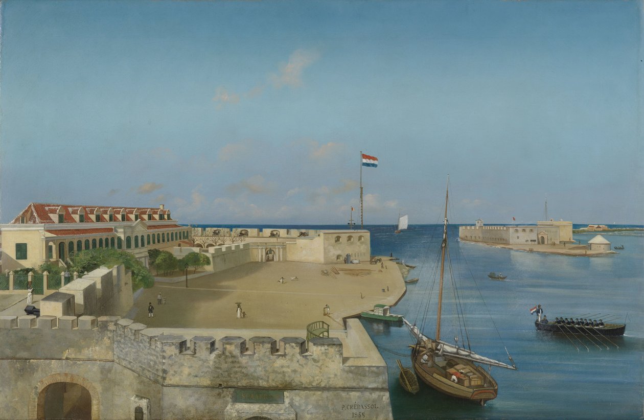 Hükümet Sarayı ile Willemstad liman girişi by Prosper Crébassol (signed by artist)