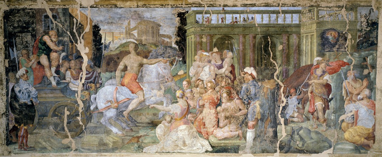 Papa Sylvester ve İmparator Konstantin hikayeleri, Prospero Fontana (1512-1597), fresk, salon, Palazzina della Viola, Bologna, İtalya by Prospero Fontana