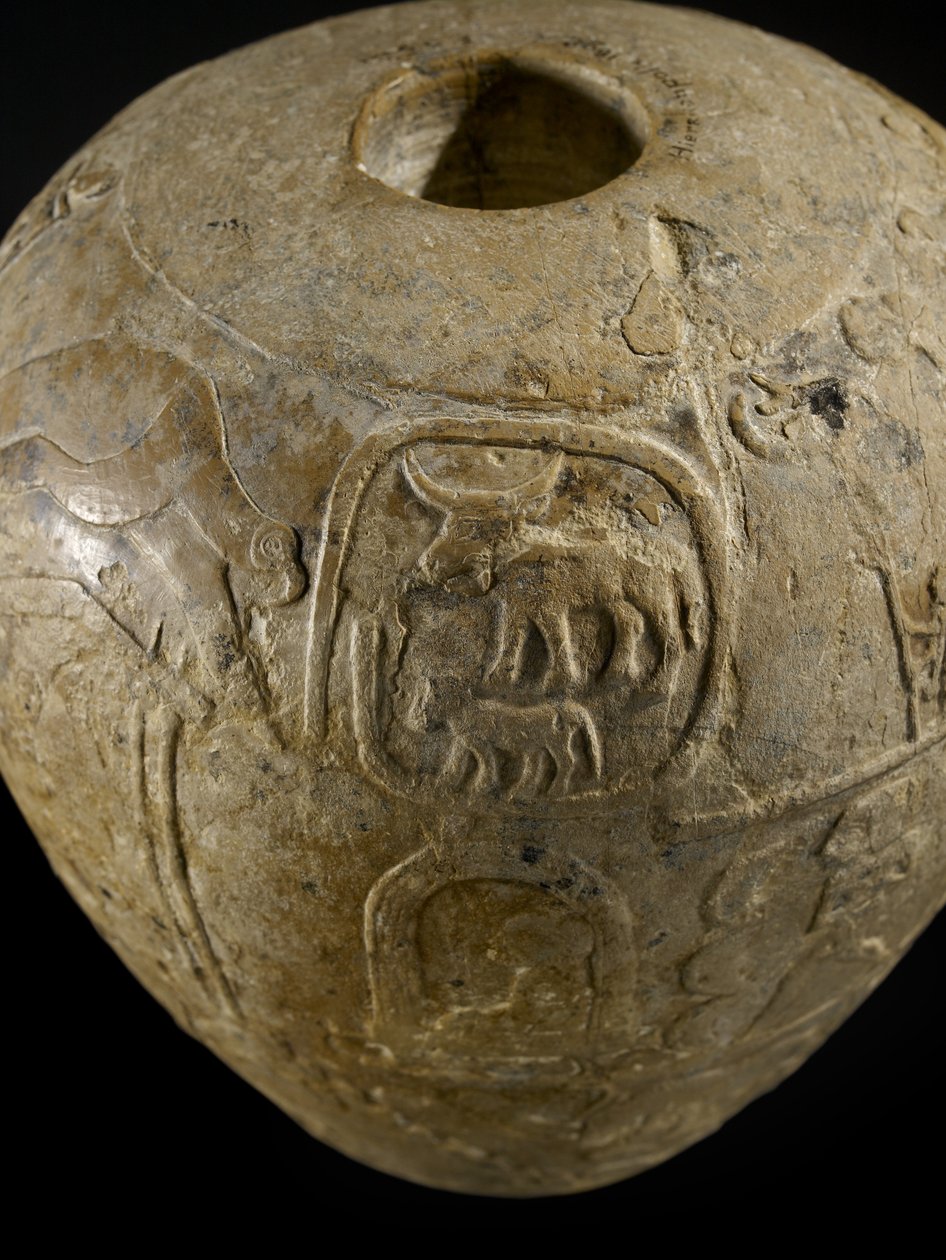 Narmer kireçtaşı mızrak başı by Protodynastic Period Egyptian