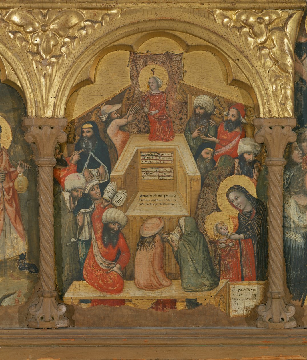 Bakire'nin Göğe Kabulü Poliptych, İsa'nın Doktorlarla birlikte detayı (panelde tempera) by Pseudo Jacopino di Francesco