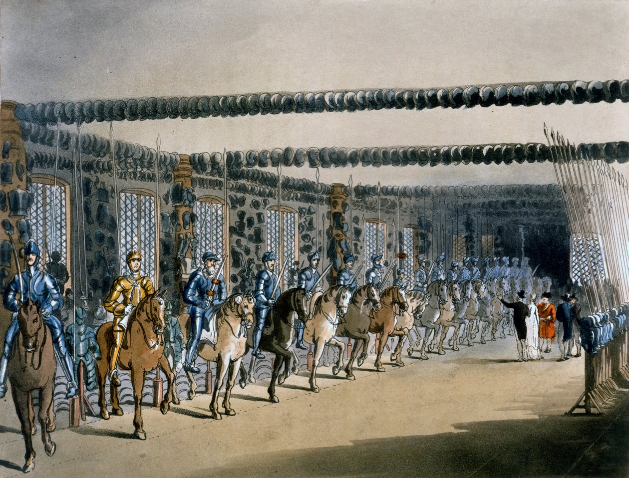 At Zırh Kulesi, R. Ackerman tarafından yapılan baskı, 1809 by Pugin and Rowlandson