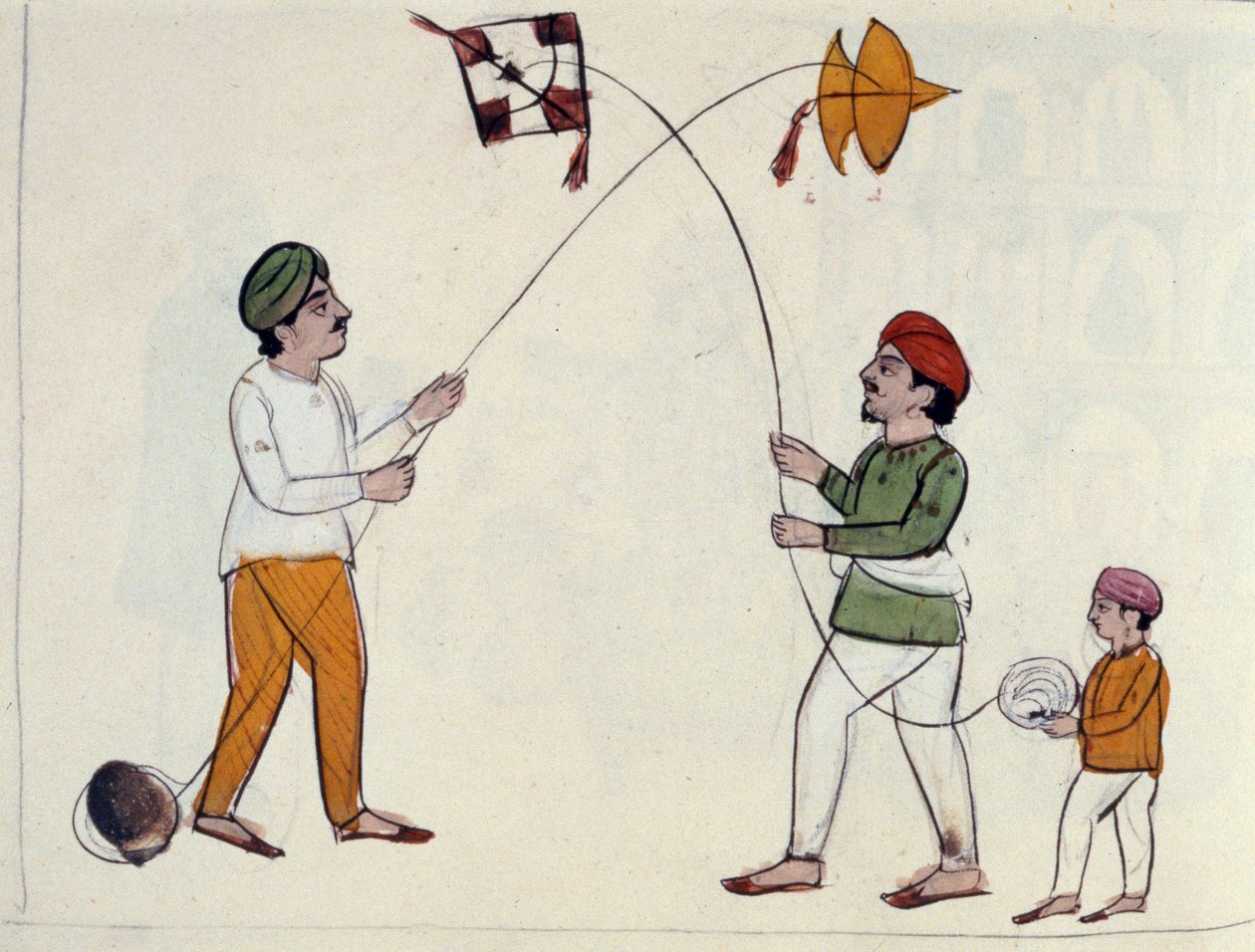 Uçan Uçurtmalar, c.1890 (kağıt üzerinde wc) by Punjabi School