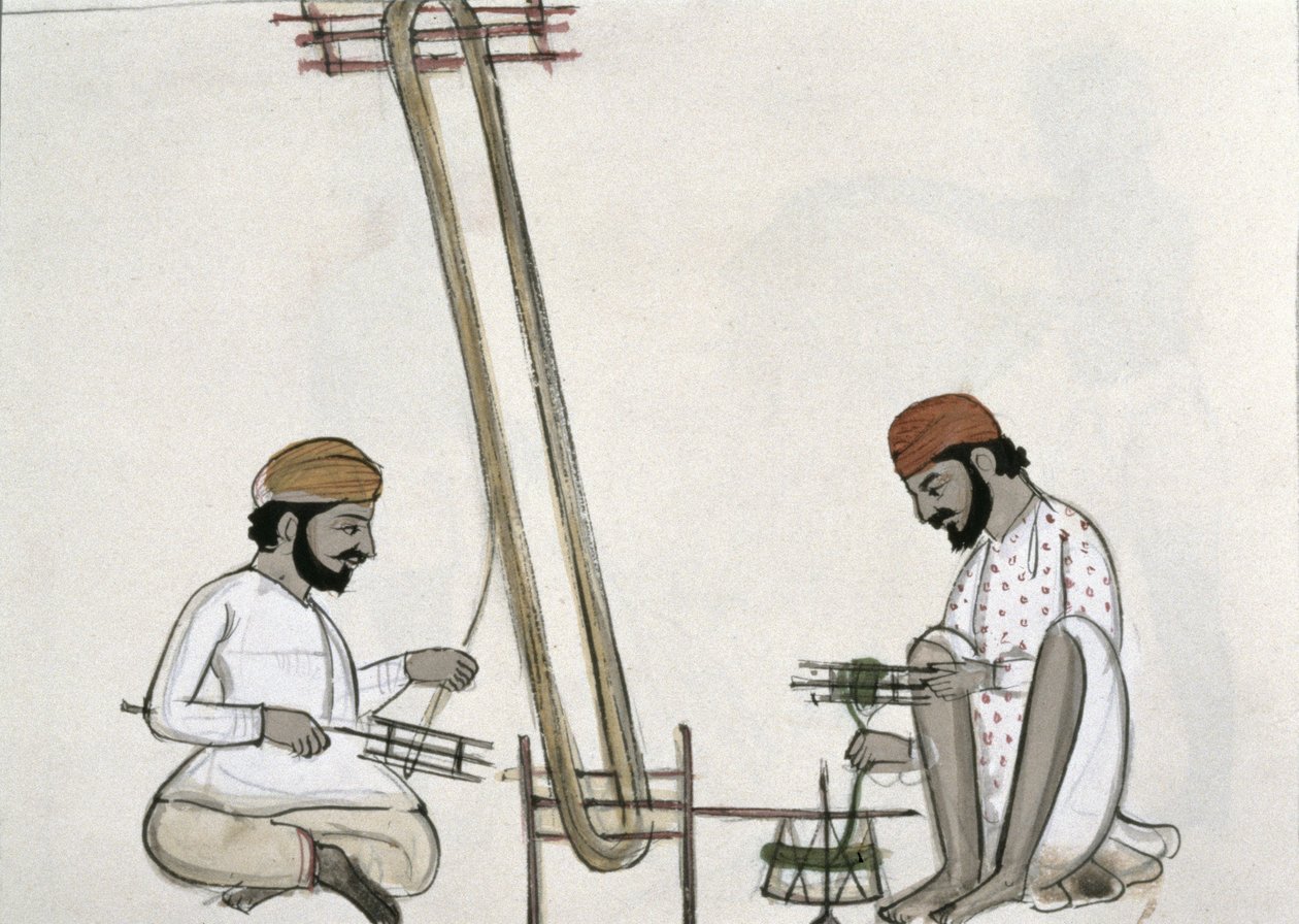 Silk Rollers, c.1890 (kağıt üzerinde wc) by Punjabi School