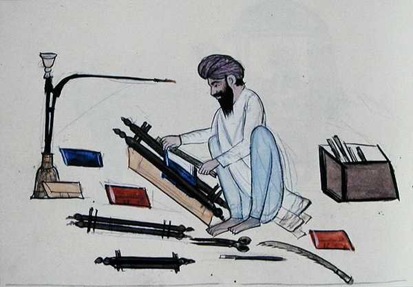 Ciltçi, c.1890 (kağıt üzerine suluboya) by Punjabi School