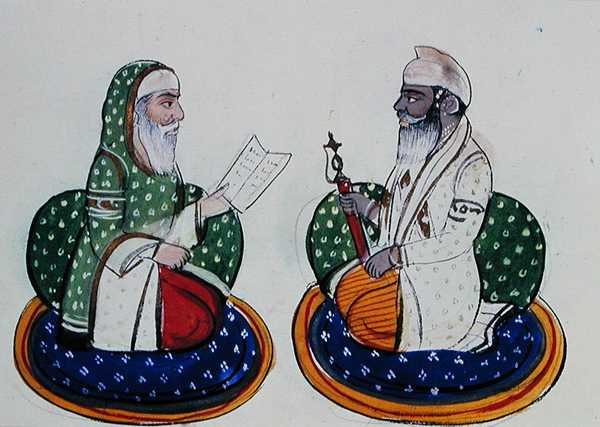 Fakir Nur-ud-din ve Sardar Atar Singh, c.1890 (kağıt üzerine suluboya) by Punjabi School