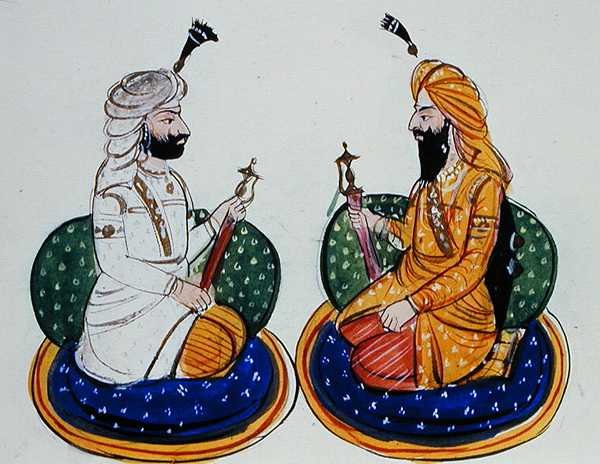 Sardar Sher Singh Attariwala ve Maharaja Sher Singh Attariwala, c.1890 (kağıt üzerine suluboya) by Punjabi School
