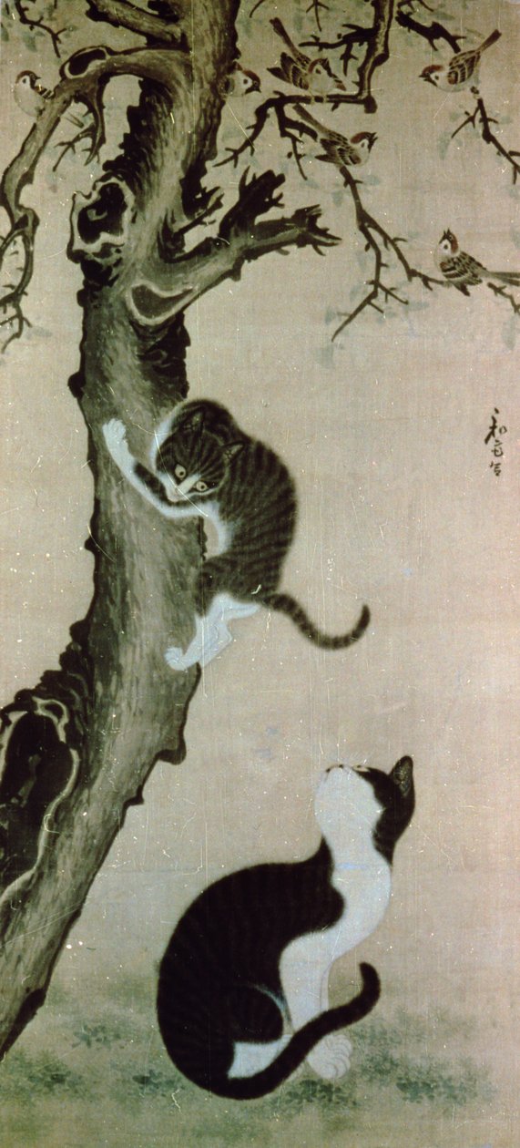 Kediler, 17. yüzyıl (ipek üzerine mürekkep) by Pyon Sang Byok