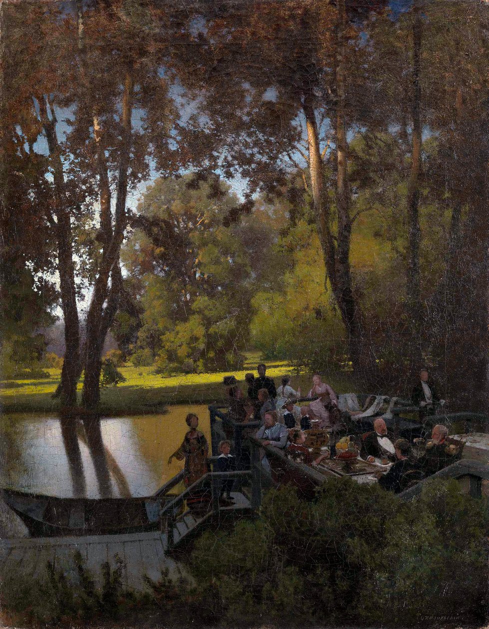 ""Dejeuner au parc"" (Parkta Öğle Yemeği) Peinture de Pyotr Alexandrovich Sukhodolsky (Soukhodolsky) (1835-1903) Tuval üzerine yağlı boya Dim 61,5x48 cm Özel Koleksiyon by Pyotr Alexandrovich Sukhodolsky