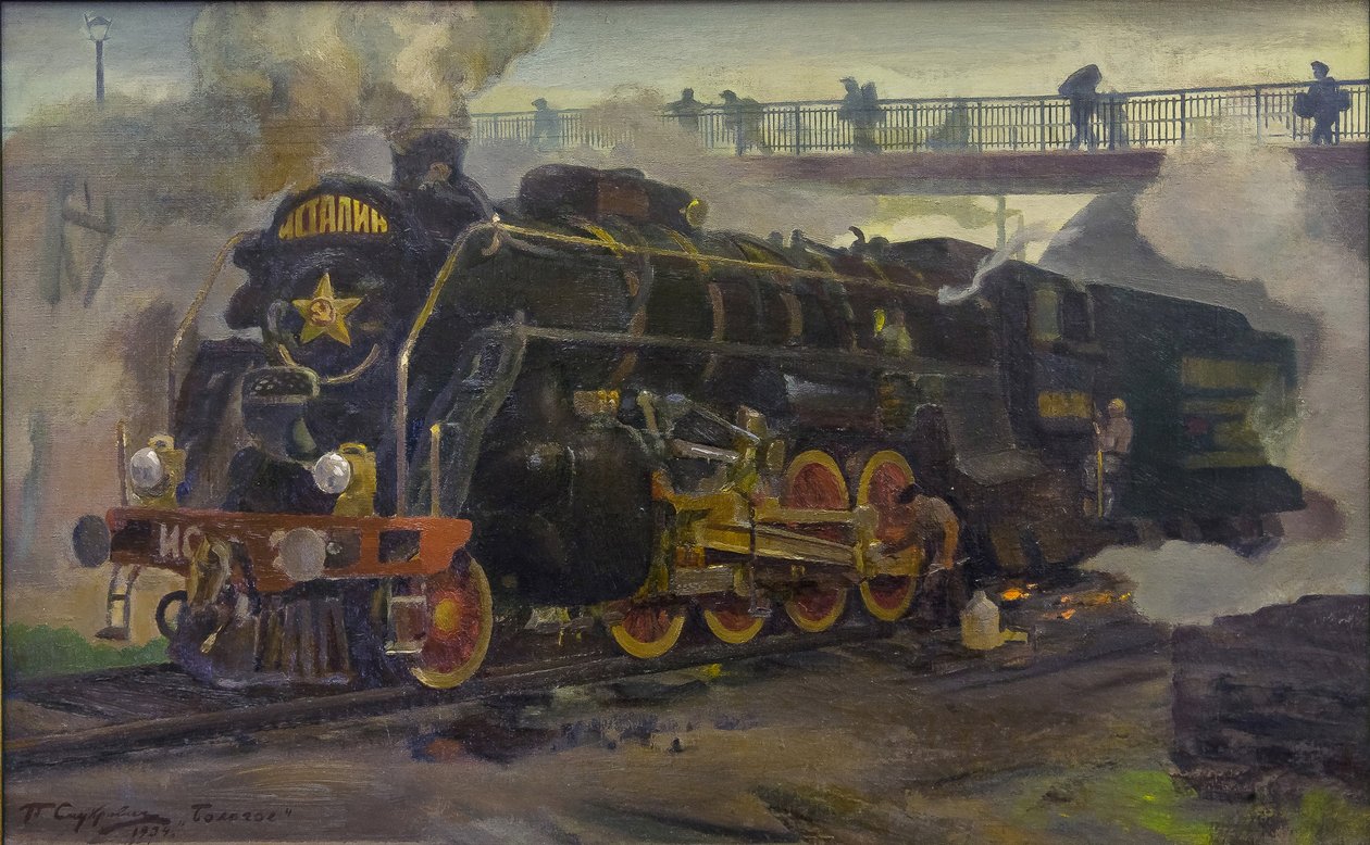 Lokomotif IS20 par Smukrovich, Pyotr Iosifovich (1878-1942). Tuval üzerine yağlı boya, ebat : 55x89 by Pyotr Iosifovich Smukrovich