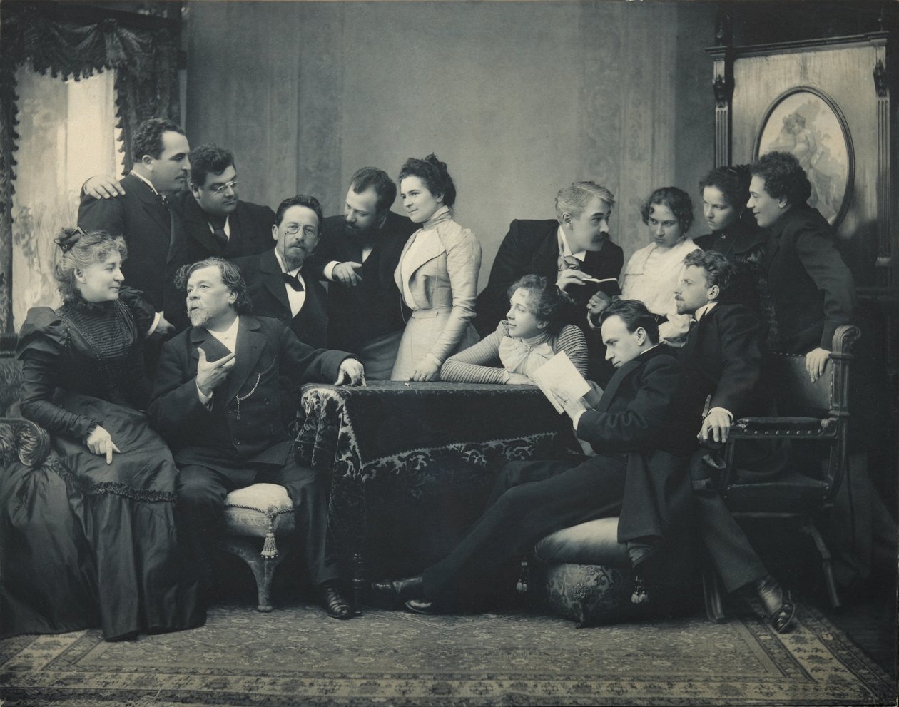 Anton Çehov, Martı oyununun oyuncuları arasında, 1899 by Pyotr Petrovich Pavlov