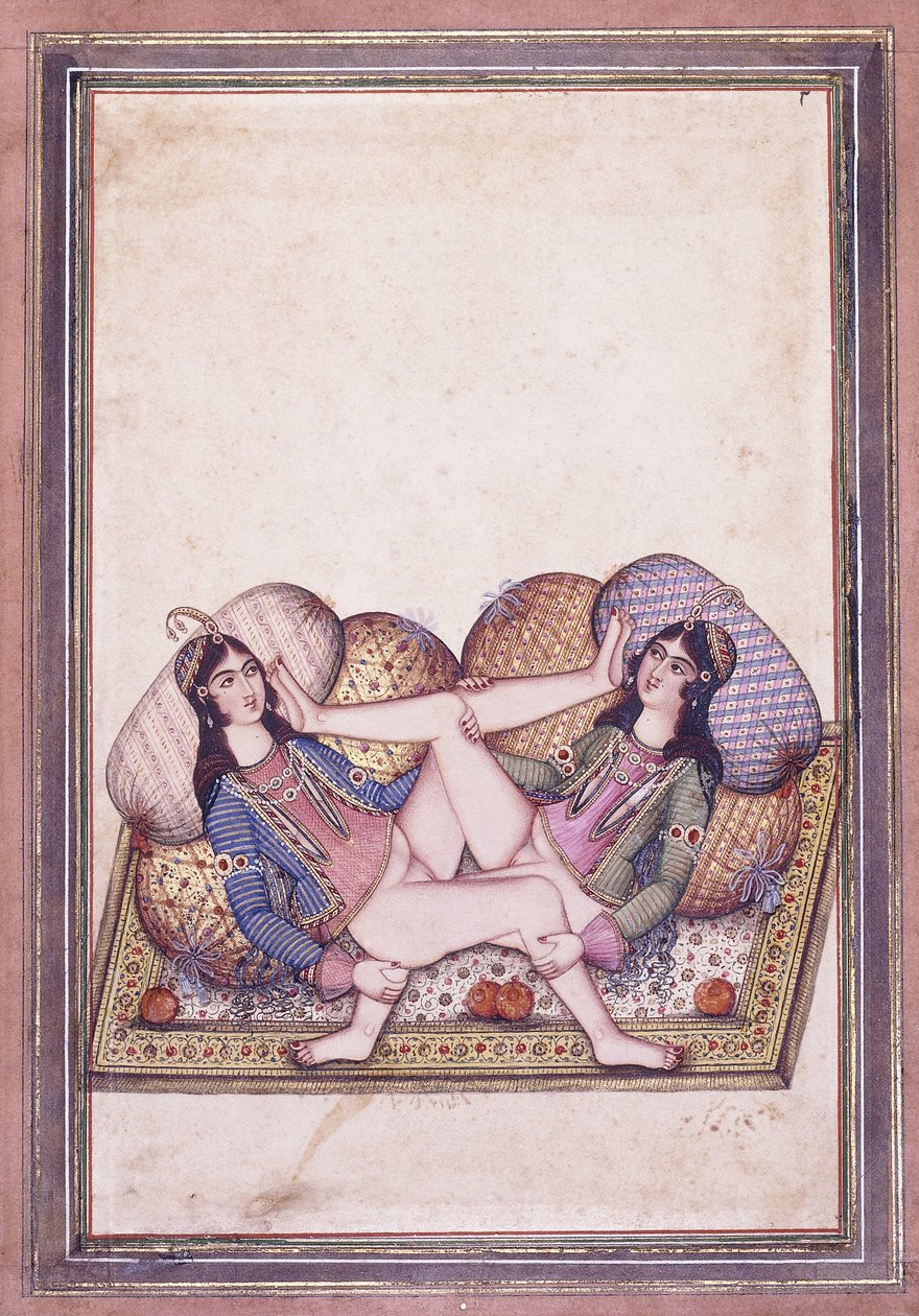 19. yüzyılın ortalarında bir Erotik Sahne by Qajar School
