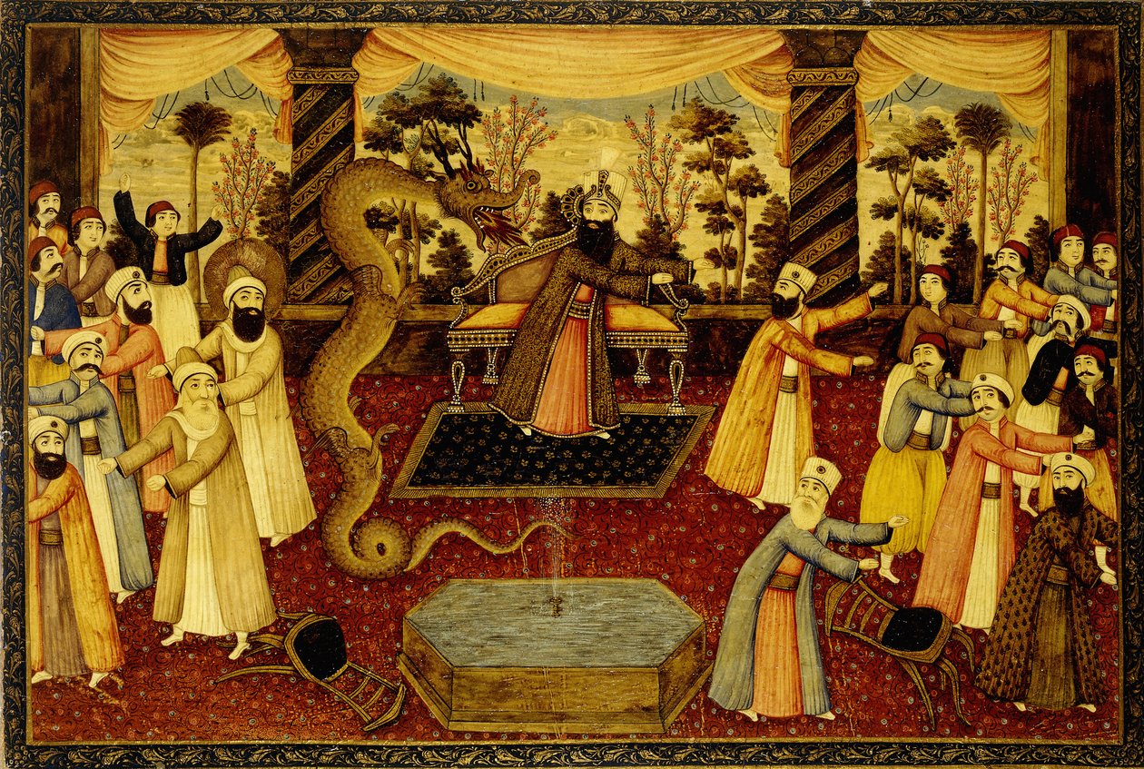 Ve Asasını Attı, Yılan oldu ve Musa ondan kaçtı, c. 1860-70 by Qajar School