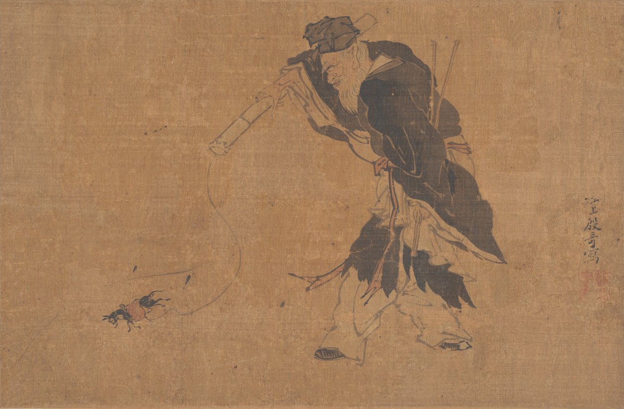 Zhang Guolao ve Sihirli Katırı (albüm yaprağı; ipek üzerine mürekkep ve renk) by Qi Yin