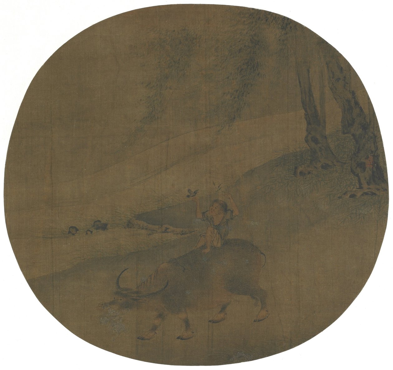 Manda üzerinde çocuk, Ming hanedanı, 16-17. yüzyıl (ipek üzerine mürekkep ve renk) by Qin Shunyou