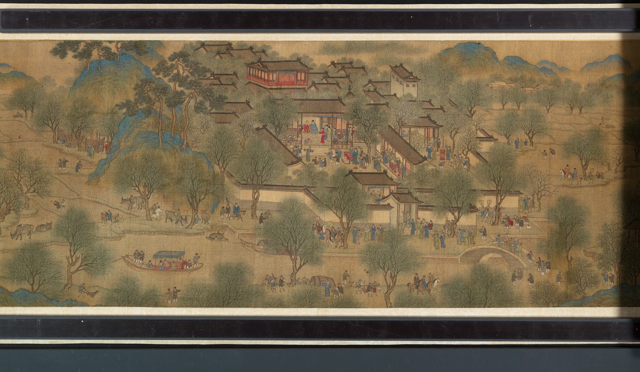 Nehirde Bahar Şenliği (detay), el kaydırma by Qing Dynasty Chinese School