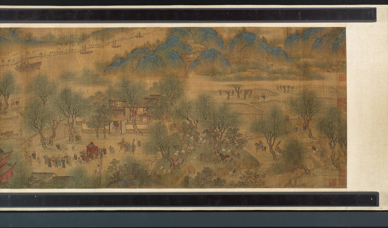 Nehirde Bahar Şenliği (detay), el kaydırma by Qing Dynasty Chinese School