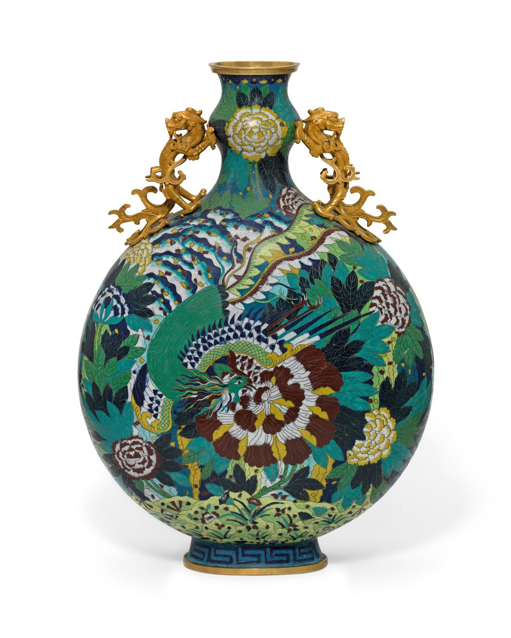 Büyük Bir Cloisonné emaye ay şişesi (emaye) by Qing Dynasty Chinese School