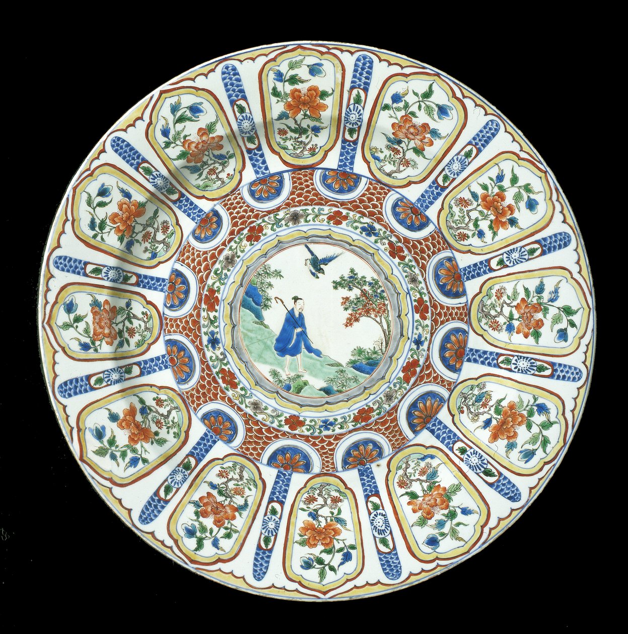 Büyük bir verte Imari tabağı, Kangxi Dönemi, 1662-1722 (porselen) by Qing Dynasty Chinese School