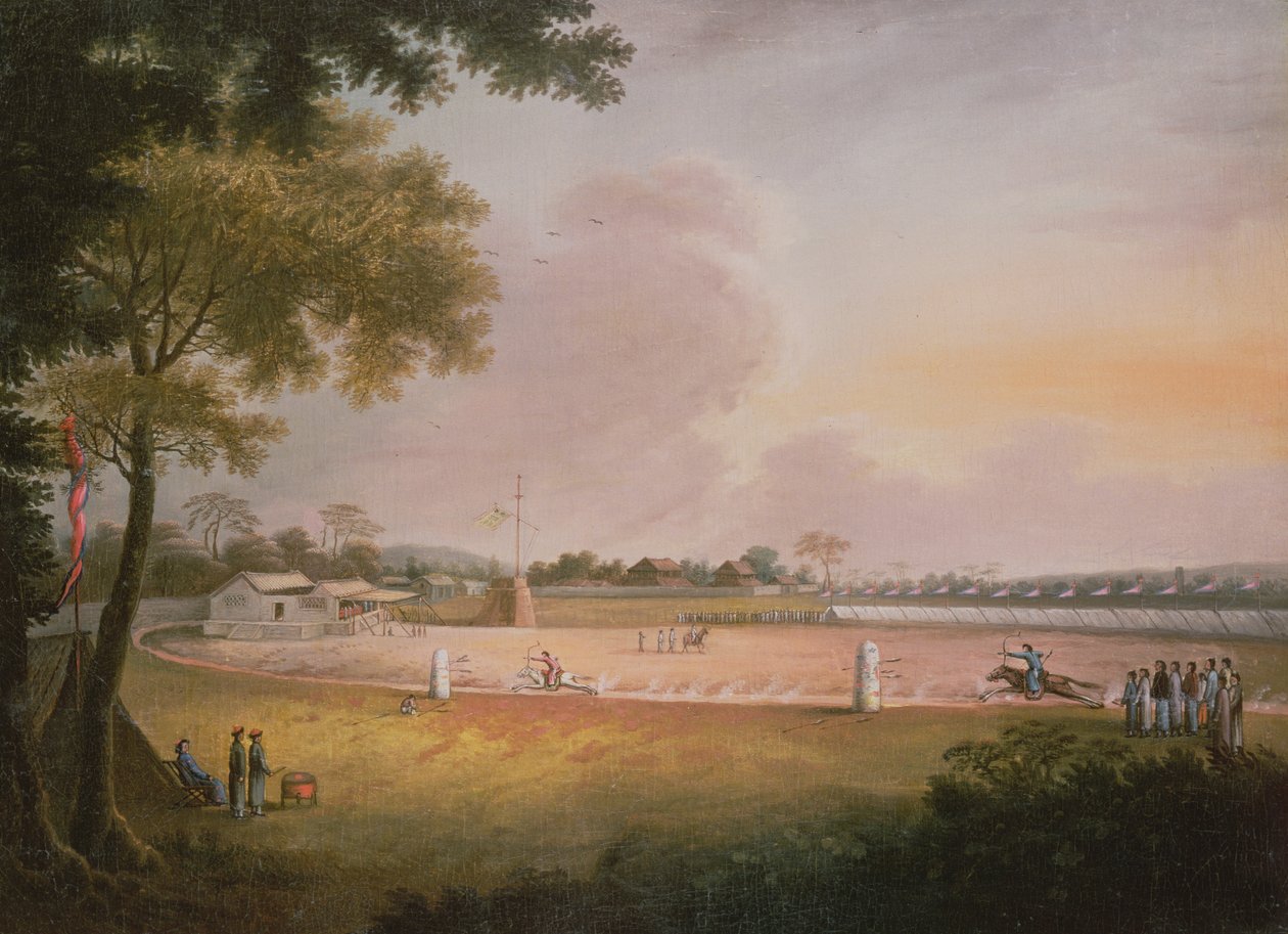Askeri Kampta Bir Binicilik Okçuluk Turnuvası, 1850 dolayları by Qing Dynasty Chinese School