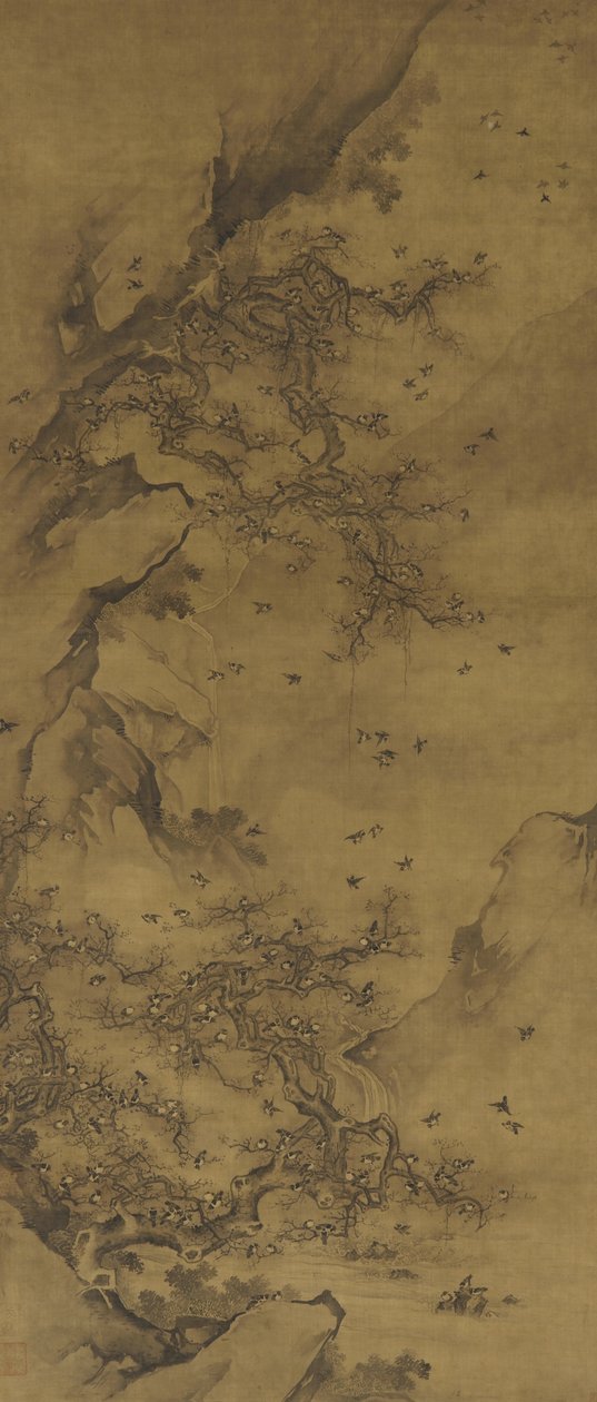 Uçurumda Tüneyen Kuşlar, 17.-18. Yüzyıl Sonları by Qing Dynasty Chinese School