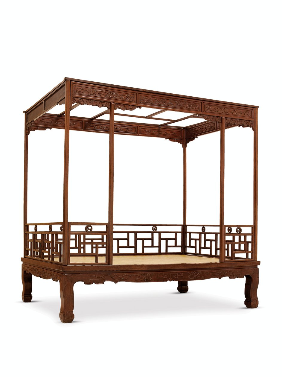 Huanghuali altı direkli sayvanlı yatak, Jiazichuang Qing Hanedanlığı (ahşap) (ayrıca bkz. 469035) by Qing Dynasty Chinese School