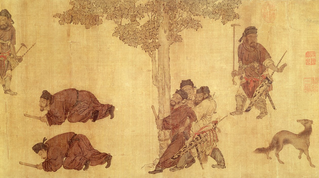avlanma sahnesi by Qing Dynasty Chinese School