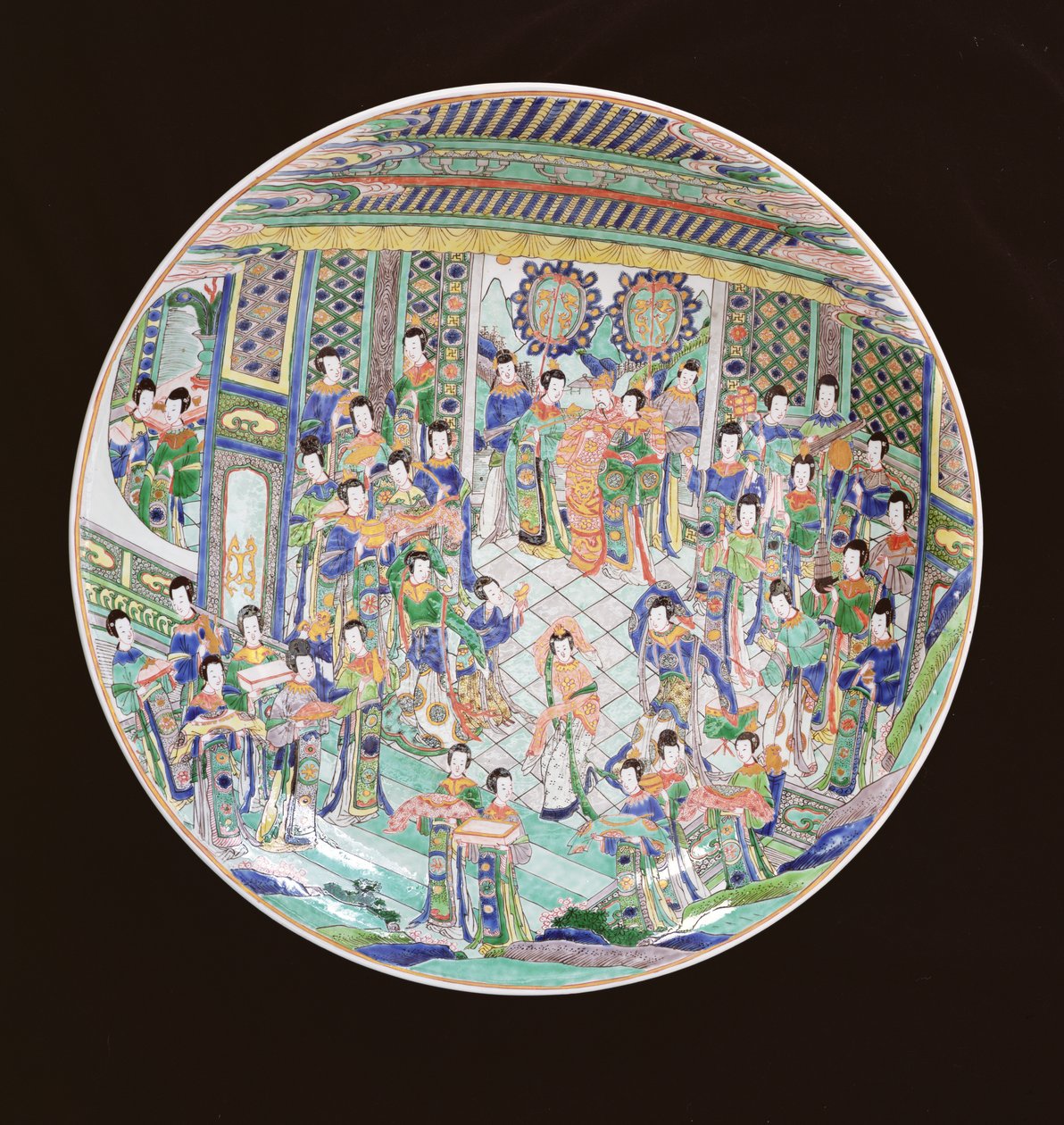 Büyük Famille Verte Charger, Kangxi dönemi (1662-1722) (porselen) (ayrıca bkz. 272194) by Qing Dynasty Chinese School