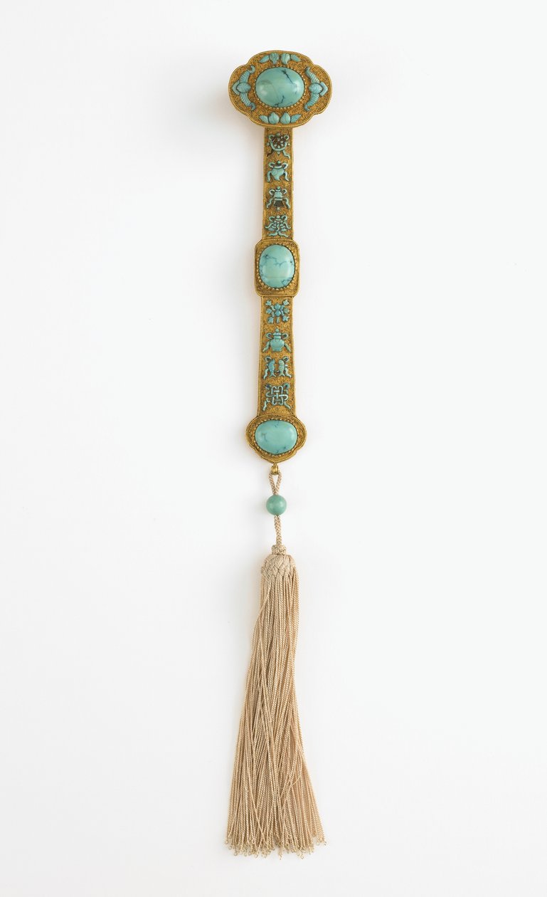 Ruyi asası, Qianlong saltanatı (altın, turkuaz ve ipek) by Qing Dynasty Chinese School