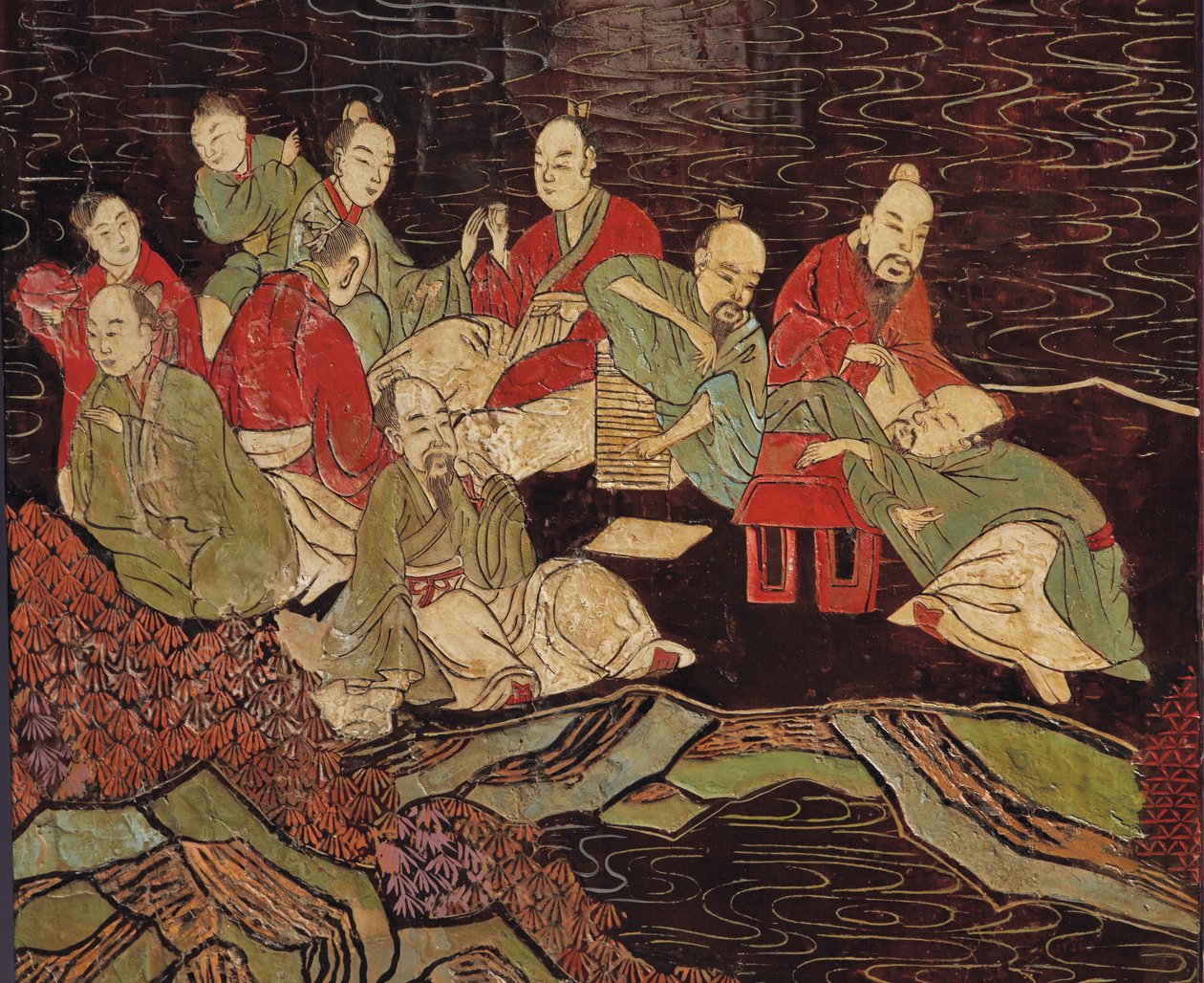 On iki katlı koromandel ekranı, 18. yüzyıl by Qing Dynasty Chinese School