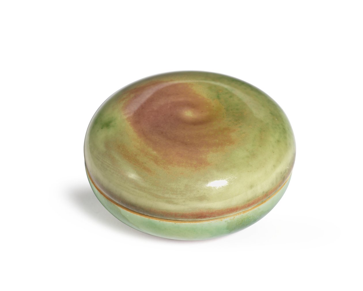 Contalı kutu ve kapak, Yinse He (şeftali-sırlı seramik) by Qing Dynasty   Kangxi Period Chinese School