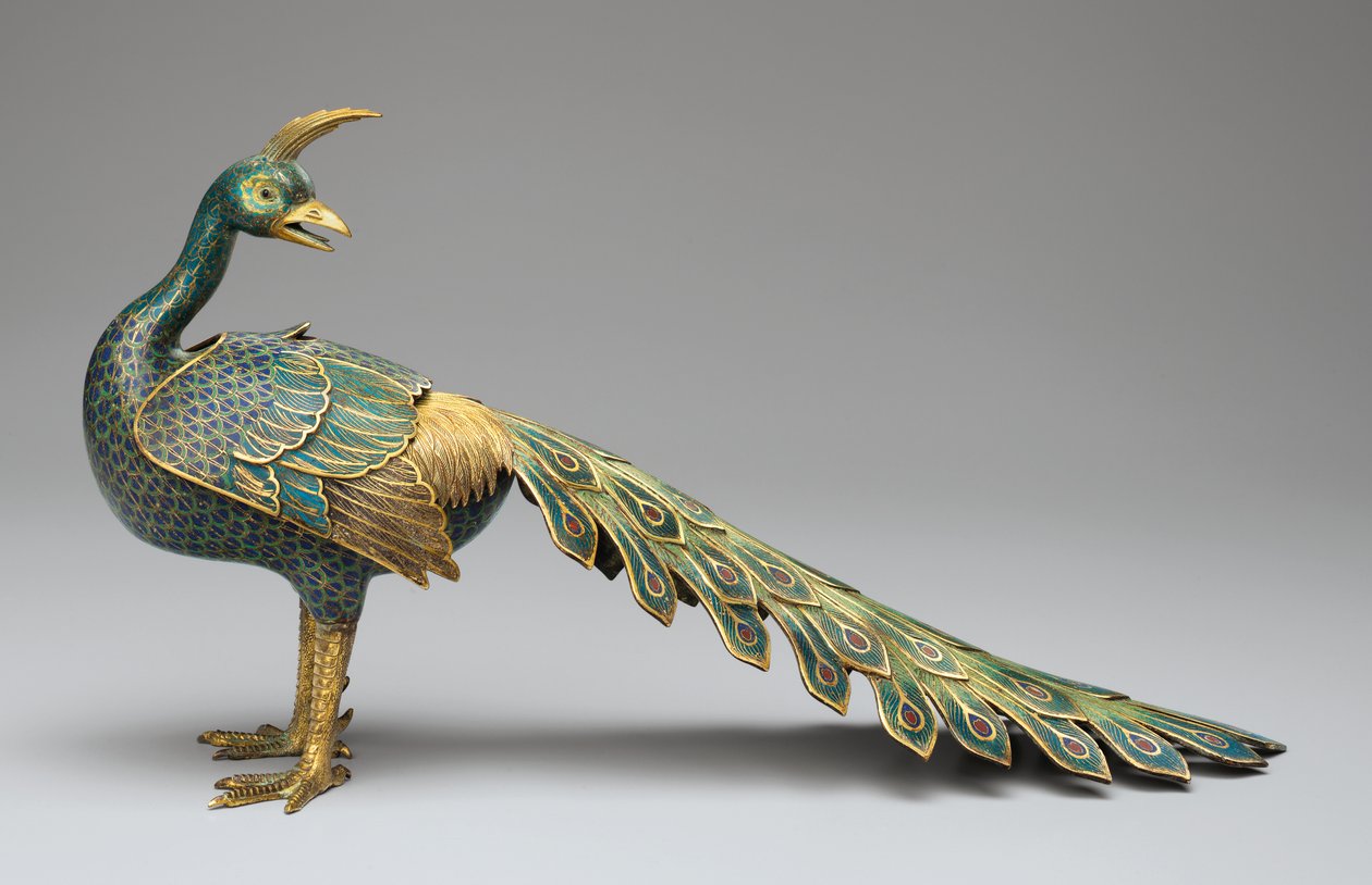 Cloisonné tavuskuşu şeklinde buhurdan by Qing Dynasty   Qianlong Period Chinese