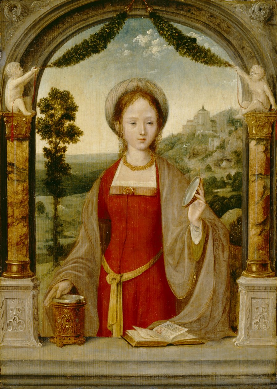 Mary Magdalen (meşe panel üzerinde yağ) by Quentin Massys or Metsys